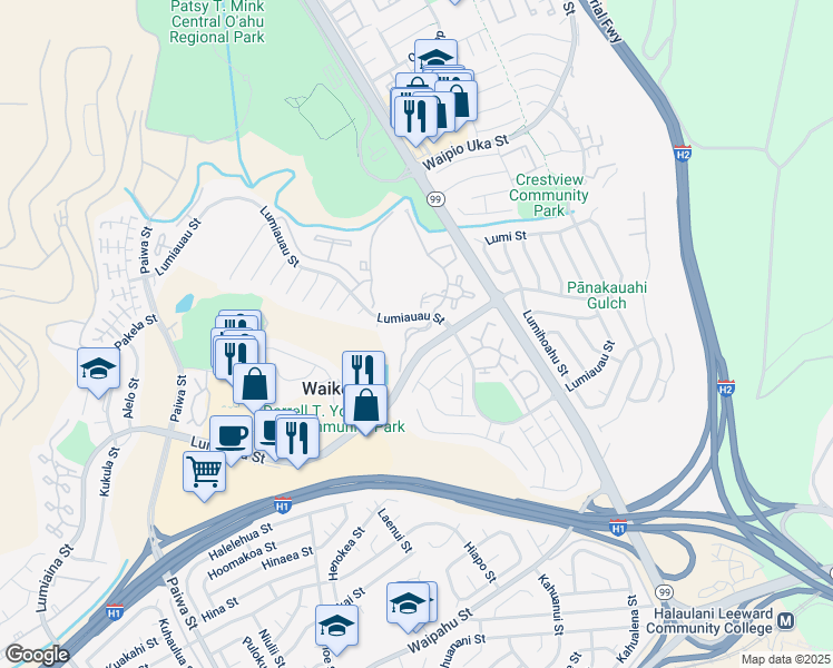 map of restaurants, bars, coffee shops, grocery stores, and more near in Honolulu County