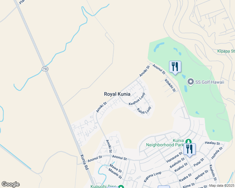 map of restaurants, bars, coffee shops, grocery stores, and more near in Royal Kunia