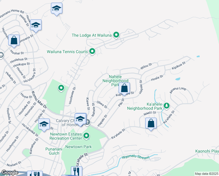 map of restaurants, bars, coffee shops, grocery stores, and more near 98-1750 Halakea Street in Aiea