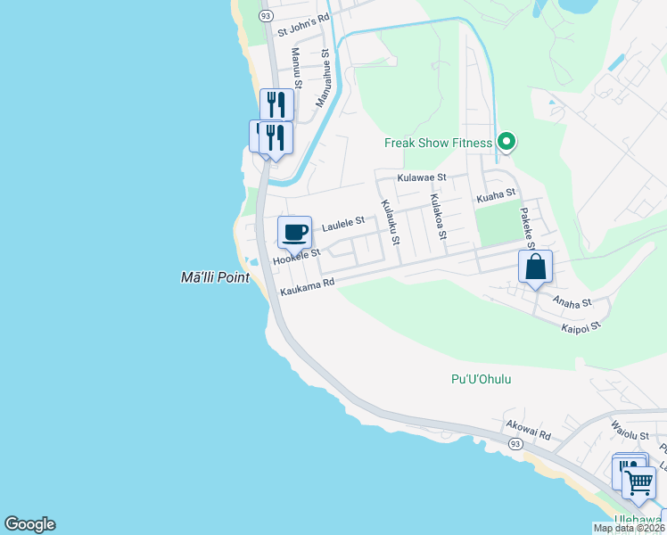 map of restaurants, bars, coffee shops, grocery stores, and more near 87-224 Heleuma Street in Waianae