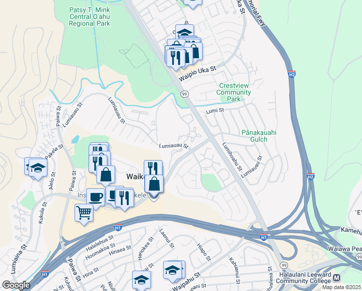 map of restaurants, bars, coffee shops, grocery stores, and more near in Honolulu County