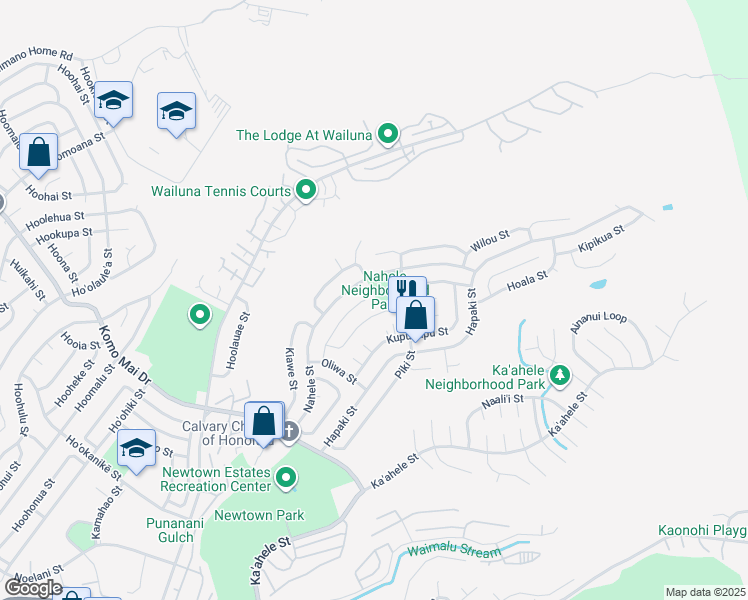 map of restaurants, bars, coffee shops, grocery stores, and more near 98-1750 Halakea Street in Aiea