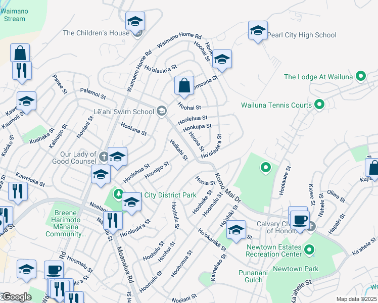 map of restaurants, bars, coffee shops, grocery stores, and more near 1350 Komo Mai Drive in Pearl City