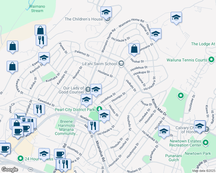 map of restaurants, bars, coffee shops, grocery stores, and more near 839 Hoomoana Street in Pearl City