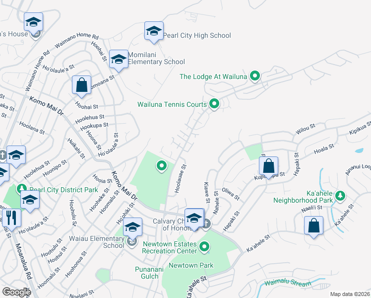 map of restaurants, bars, coffee shops, grocery stores, and more near 98-1691 Kaahumanu Street in Aiea