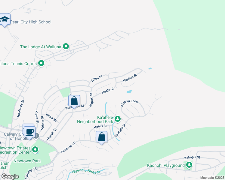 map of restaurants, bars, coffee shops, grocery stores, and more near 98-1969 Hoala Street in Aiea