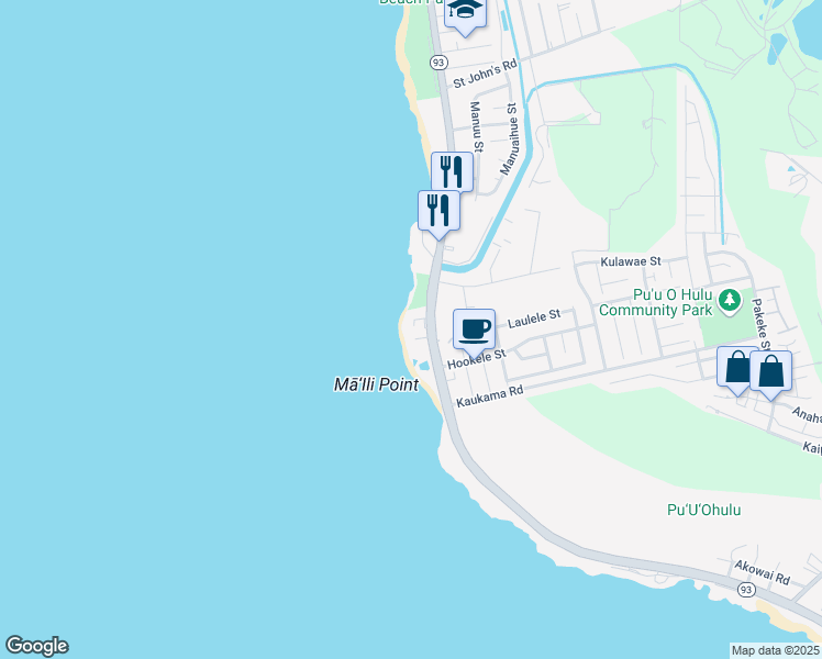 map of restaurants, bars, coffee shops, grocery stores, and more near 87-849 Farrington Highway in Waianae