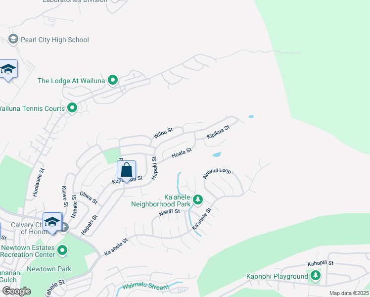 map of restaurants, bars, coffee shops, grocery stores, and more near 98-1969 Hoala Street in Aiea