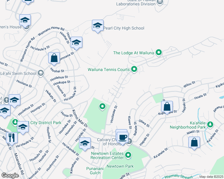 map of restaurants, bars, coffee shops, grocery stores, and more near 98-1700 Kaahumanu Street in Pearl City
