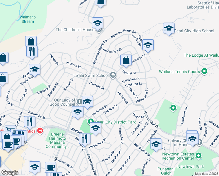 map of restaurants, bars, coffee shops, grocery stores, and more near 757 Hoomoana Street in Pearl City