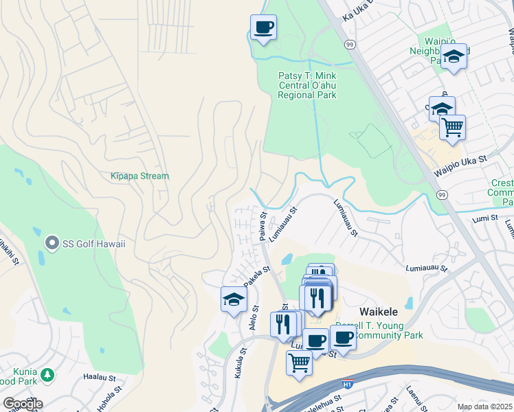 map of restaurants, bars, coffee shops, grocery stores, and more near 94-1002 Kikepa Street in Waipahu