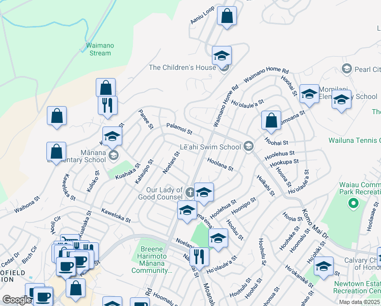 map of restaurants, bars, coffee shops, grocery stores, and more near 938 Paaaina Street in Pearl City