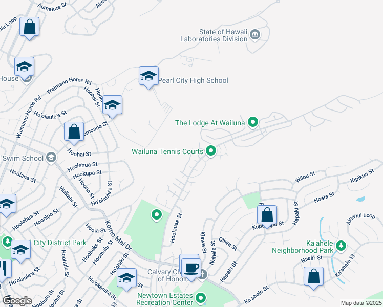 map of restaurants, bars, coffee shops, grocery stores, and more near 98-1756 Kaahumanu Street in Pearl City