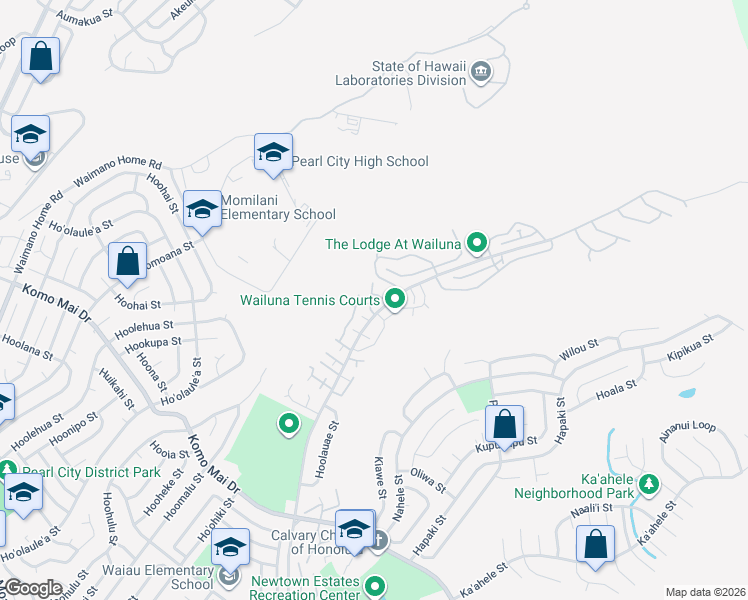 map of restaurants, bars, coffee shops, grocery stores, and more near 98-1775 Kaʻahumanu Street in Aiea