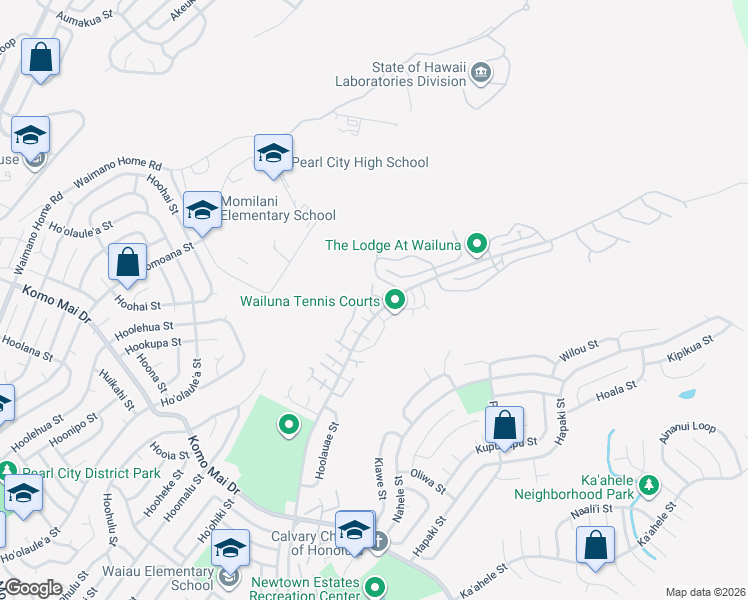 map of restaurants, bars, coffee shops, grocery stores, and more near 98-1775 Kaʻahumanu Street in Aiea