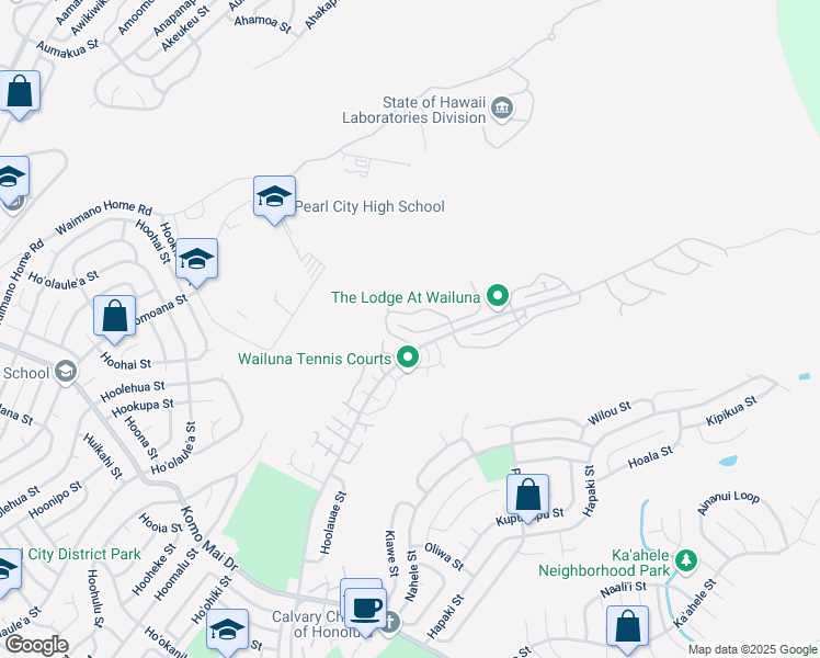 map of restaurants, bars, coffee shops, grocery stores, and more near 98-1850R Kaʻahumanu Street in Pearl City