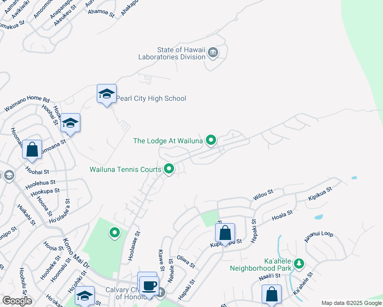 map of restaurants, bars, coffee shops, grocery stores, and more near 98-1870 Kaʻahumanu Street in Pearl City