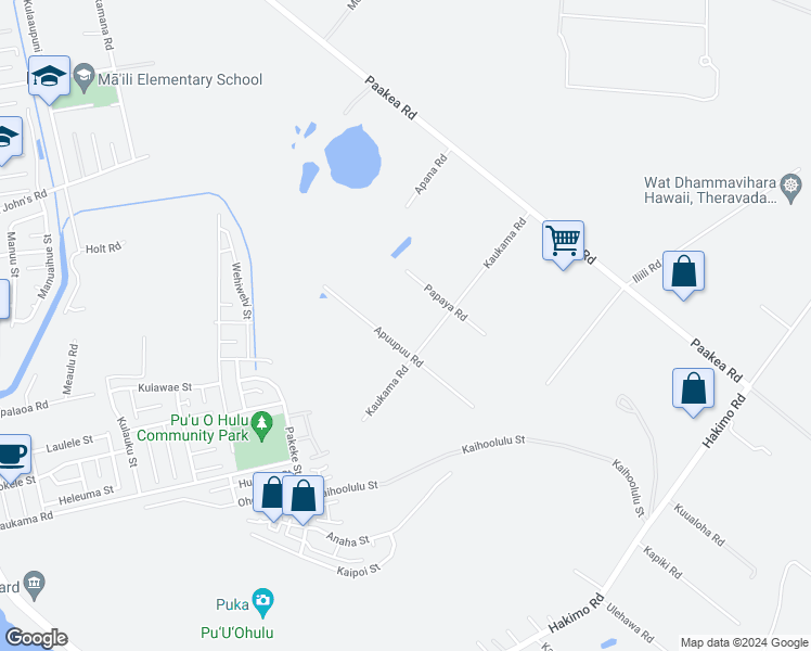 map of restaurants, bars, coffee shops, grocery stores, and more near 87-948 Apuupuu Road in Waianae