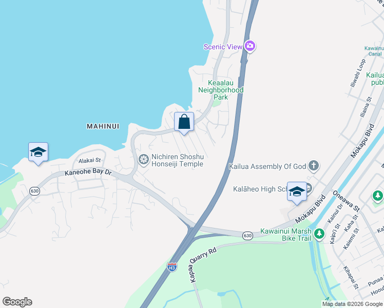 map of restaurants, bars, coffee shops, grocery stores, and more near 44-124 Bayview Haven Place in Kaneohe