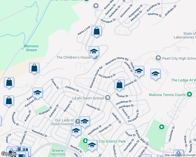 map of restaurants, bars, coffee shops, grocery stores, and more near 1797 Hoolaa Place in Pearl City