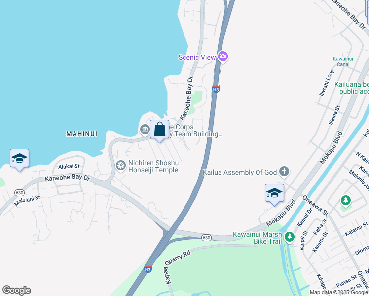 map of restaurants, bars, coffee shops, grocery stores, and more near 44-138 Kauinohea Place in Kaneohe