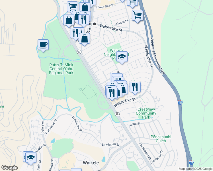 map of restaurants, bars, coffee shops, grocery stores, and more near 94-1014 Oli Loop in Waipahu