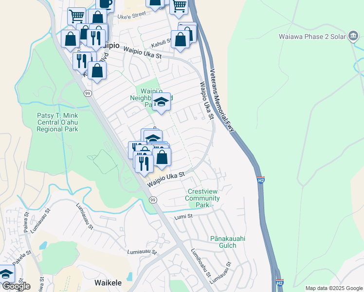map of restaurants, bars, coffee shops, grocery stores, and more near 94-1078 Leko Place in Waipahu