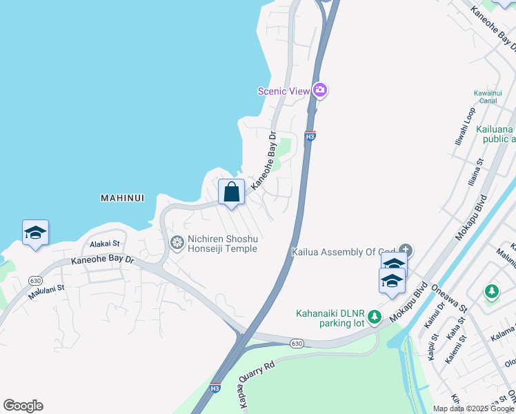map of restaurants, bars, coffee shops, grocery stores, and more near 44-138 Kauinohea Place in Kaneohe