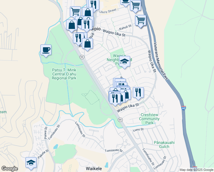 map of restaurants, bars, coffee shops, grocery stores, and more near 94-1014 Oli Loop in Waipahu