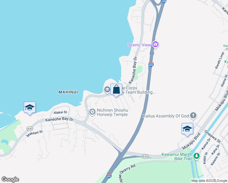 map of restaurants, bars, coffee shops, grocery stores, and more near 44-136 Keaalau Place in Kaneohe