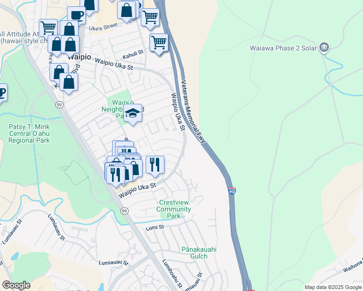 map of restaurants, bars, coffee shops, grocery stores, and more near 94-1175 Polinahe Place in Waipahu
