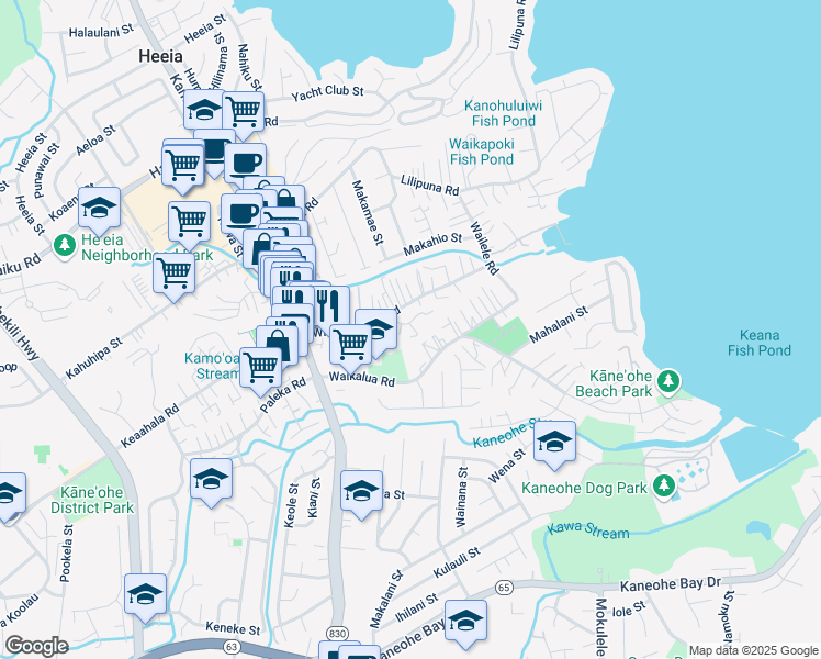 map of restaurants, bars, coffee shops, grocery stores, and more near 45-230 William Henry Road in Kaneohe