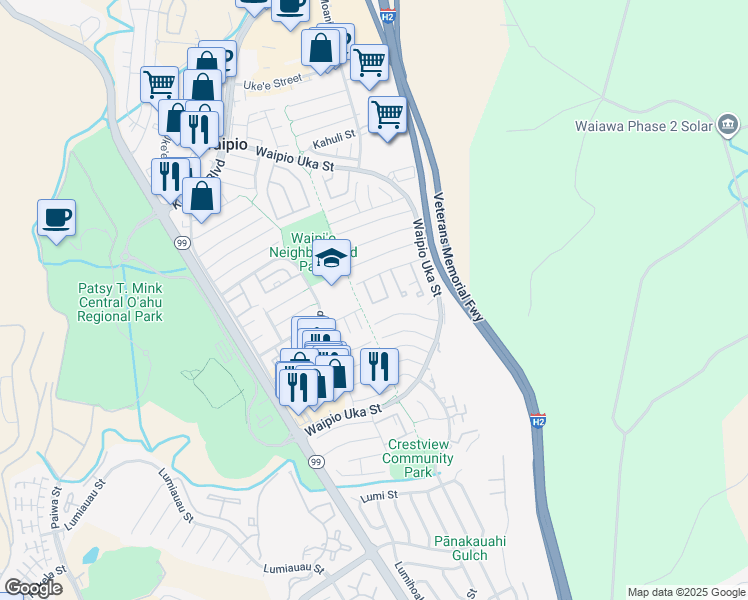 map of restaurants, bars, coffee shops, grocery stores, and more near 94-1122 Polinahe Place in Waipahu