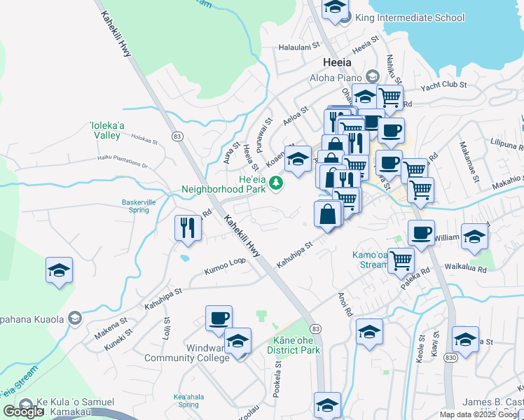 map of restaurants, bars, coffee shops, grocery stores, and more near 46-1042 Emepela Way in Kaneohe