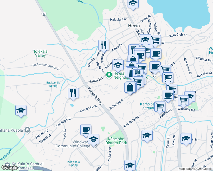 map of restaurants, bars, coffee shops, grocery stores, and more near 46-1033 Emepela Way in Kaneohe