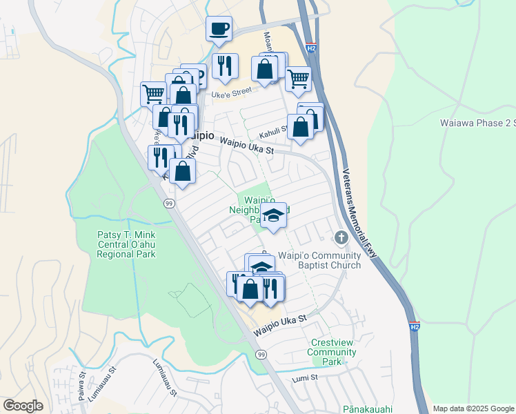 map of restaurants, bars, coffee shops, grocery stores, and more near 94-1111 Oli Loop in Waipahu