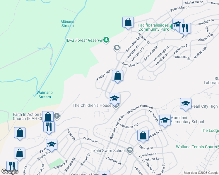 map of restaurants, bars, coffee shops, grocery stores, and more near 2012 Komo Mai Drive in Pearl City