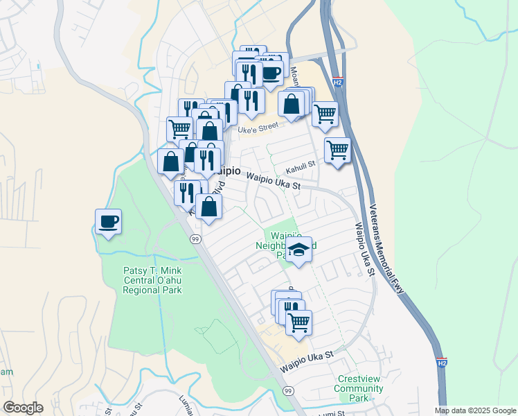 map of restaurants, bars, coffee shops, grocery stores, and more near 94-1460 Kulewa Loop in Waipahu