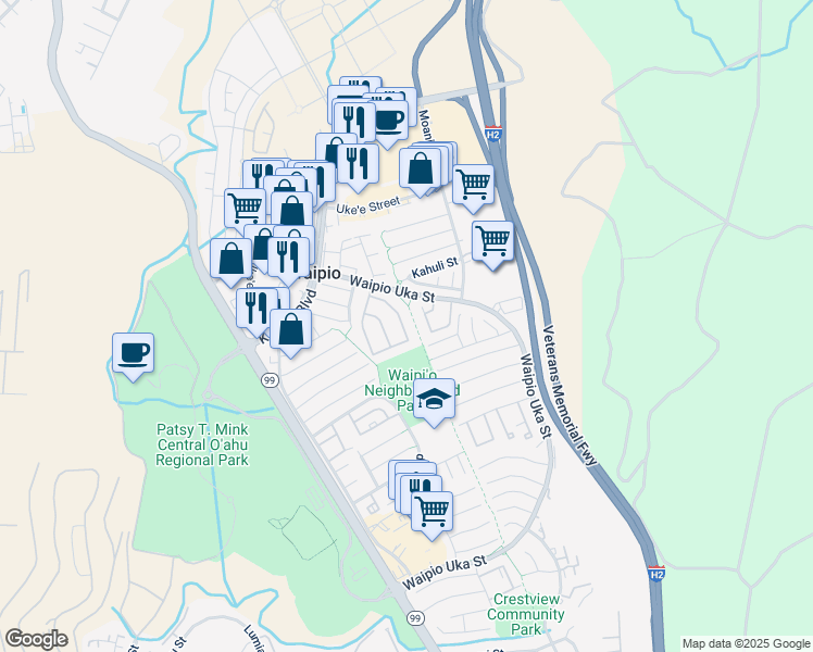 map of restaurants, bars, coffee shops, grocery stores, and more near 94-1364 Kulewa Loop in Waipahu
