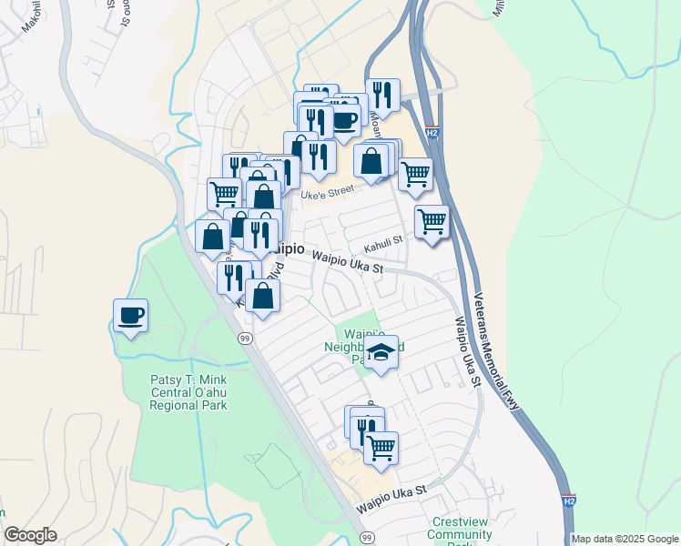 map of restaurants, bars, coffee shops, grocery stores, and more near 94-1470 Kulewa Loop in Waipahu