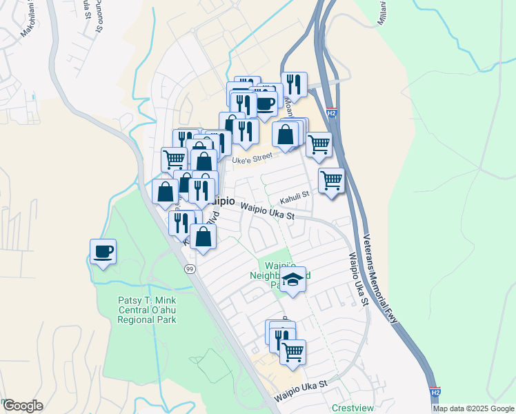 map of restaurants, bars, coffee shops, grocery stores, and more near 94-1470 Kulewa Loop in Waipahu