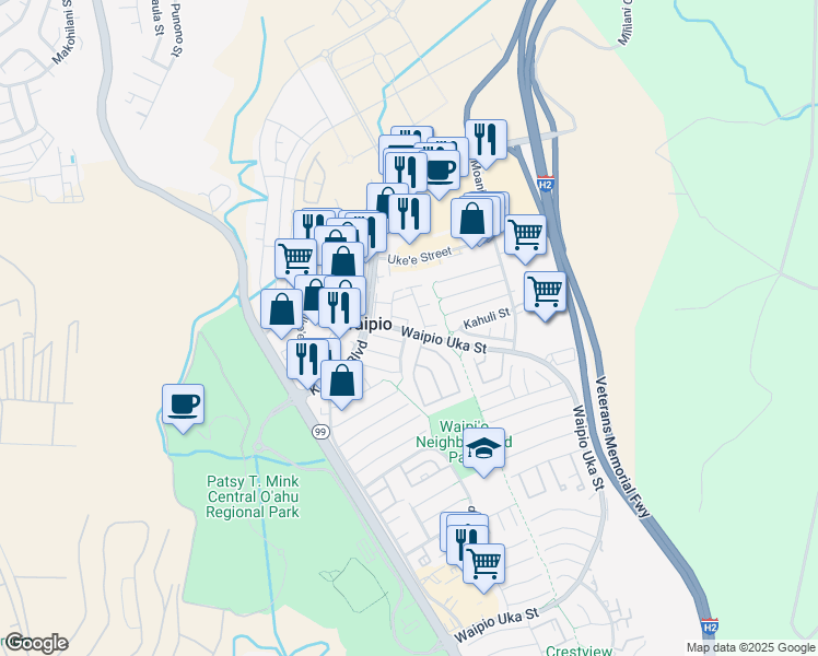 map of restaurants, bars, coffee shops, grocery stores, and more near 94-1470 Kulewa Loop in Waipahu