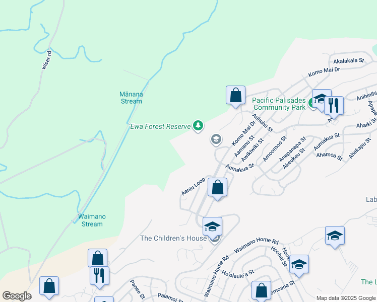 map of restaurants, bars, coffee shops, grocery stores, and more near in Pearl City