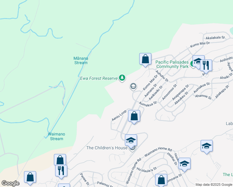 map of restaurants, bars, coffee shops, grocery stores, and more near in Pearl City