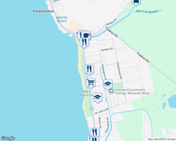 map of restaurants, bars, coffee shops, grocery stores, and more near 87-238 Farrington Highway in Waianae