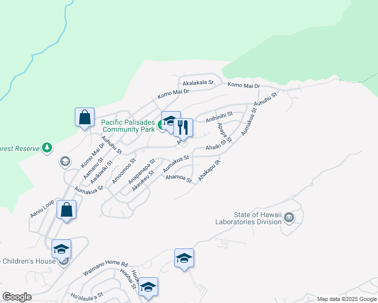 map of restaurants, bars, coffee shops, grocery stores, and more near 2338 Ahaiki Street in Pearl City