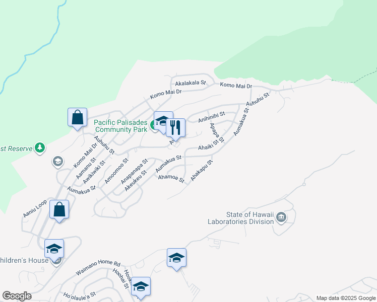 map of restaurants, bars, coffee shops, grocery stores, and more near 2347 Ahaiki Street in Pearl City