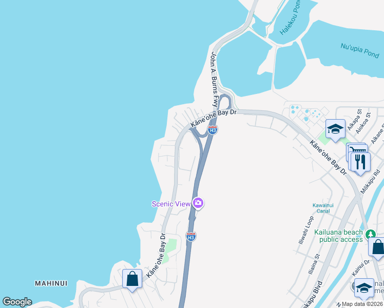 map of restaurants, bars, coffee shops, grocery stores, and more near 44-350 Olina Street in Kaneohe