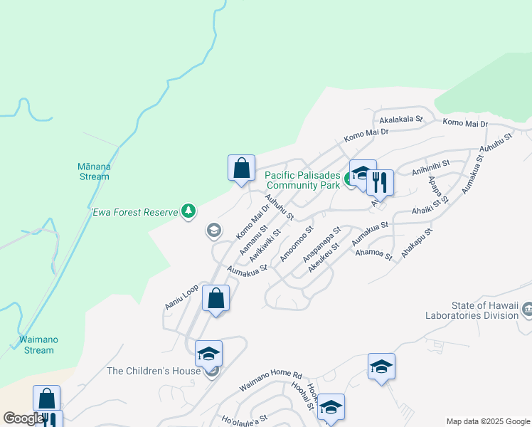 map of restaurants, bars, coffee shops, grocery stores, and more near in Pearl City