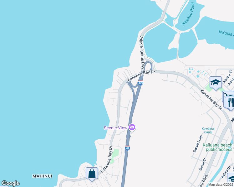 map of restaurants, bars, coffee shops, grocery stores, and more near 44-28 Aina Moi Place in Kaneohe